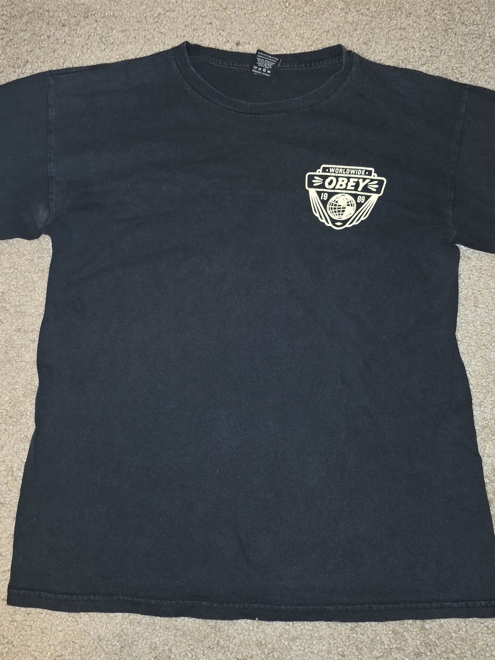 Obey Worldwide 1989 Globe T-Shirt Medium Black